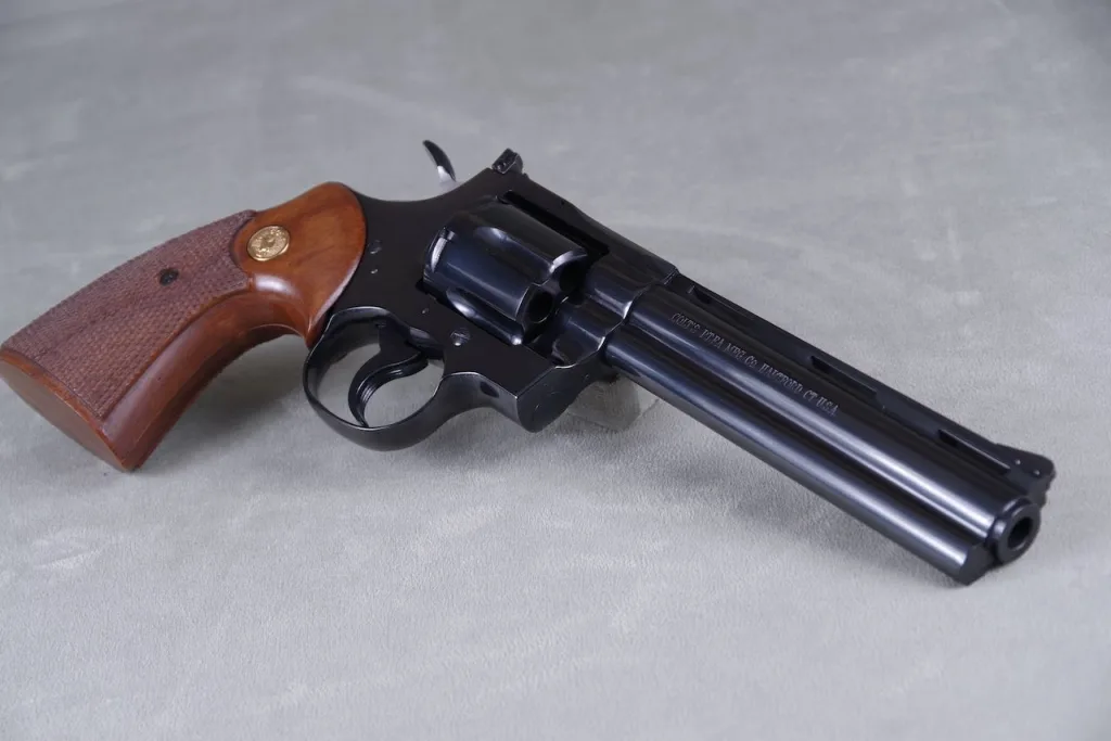 1968 Colt Python in royal blue with walnut grips